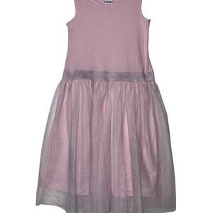 Girls Dress 8 Ribbed Top Pink Tulle Bottom Easter Spring Wedding Sleeveless